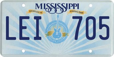 MS license plate LEI705