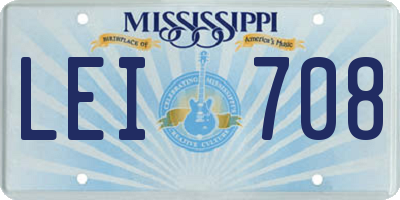 MS license plate LEI708
