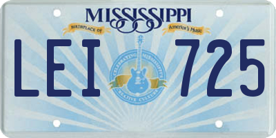 MS license plate LEI725
