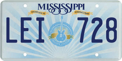 MS license plate LEI728