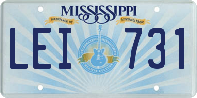 MS license plate LEI731
