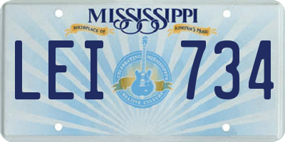 MS license plate LEI734
