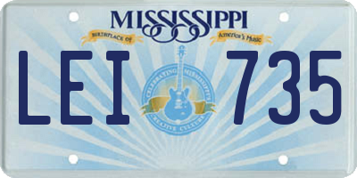 MS license plate LEI735