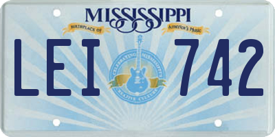 MS license plate LEI742