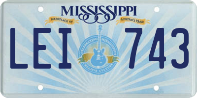 MS license plate LEI743
