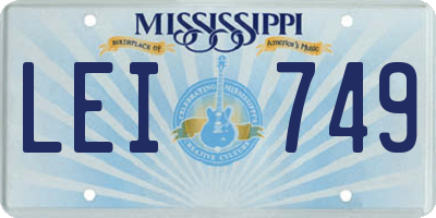 MS license plate LEI749
