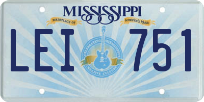 MS license plate LEI751