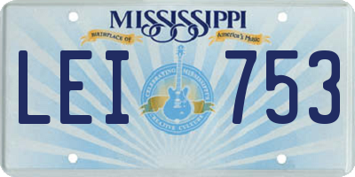 MS license plate LEI753
