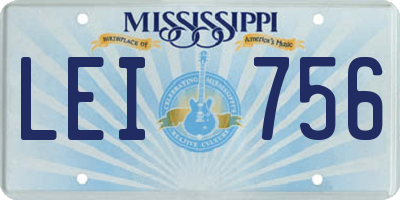 MS license plate LEI756