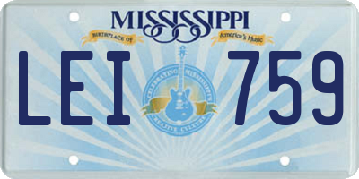 MS license plate LEI759