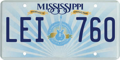 MS license plate LEI760