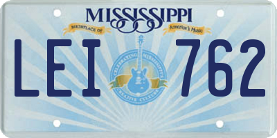 MS license plate LEI762