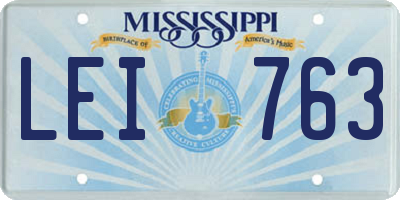 MS license plate LEI763