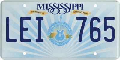 MS license plate LEI765