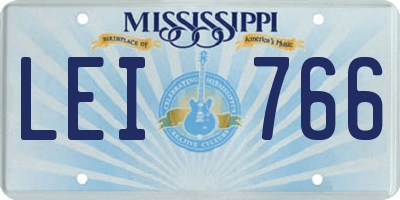 MS license plate LEI766