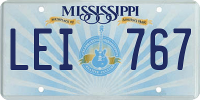 MS license plate LEI767