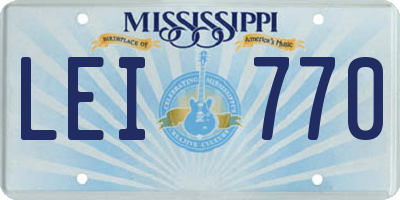 MS license plate LEI770