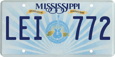 MS license plate LEI772