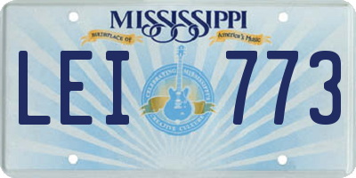 MS license plate LEI773