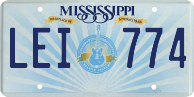 MS license plate LEI774