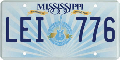 MS license plate LEI776