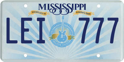 MS license plate LEI777