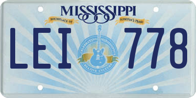 MS license plate LEI778