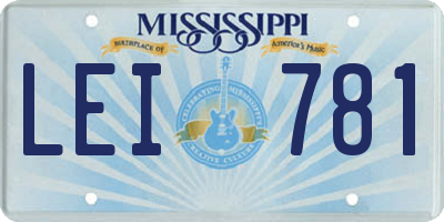 MS license plate LEI781