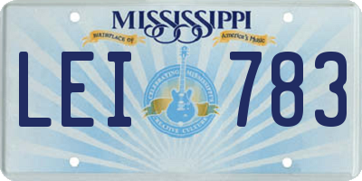 MS license plate LEI783