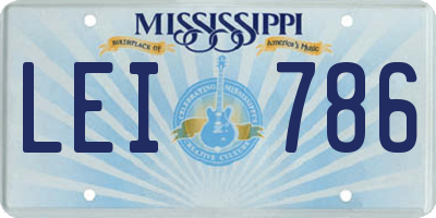 MS license plate LEI786