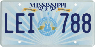 MS license plate LEI788