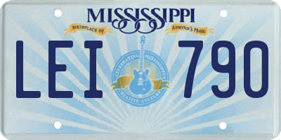 MS license plate LEI790