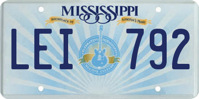 MS license plate LEI792