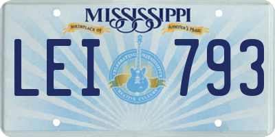 MS license plate LEI793
