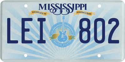 MS license plate LEI802