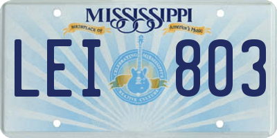 MS license plate LEI803