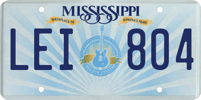 MS license plate LEI804
