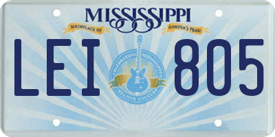 MS license plate LEI805