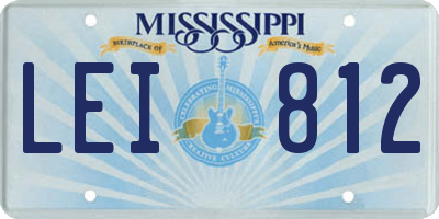 MS license plate LEI812