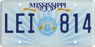 MS license plate LEI814
