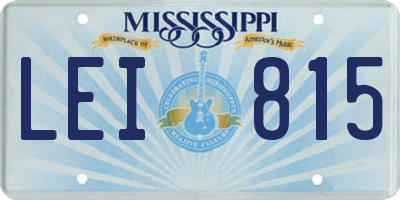 MS license plate LEI815