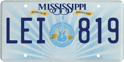 MS license plate LEI819