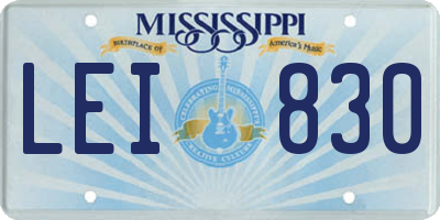 MS license plate LEI830