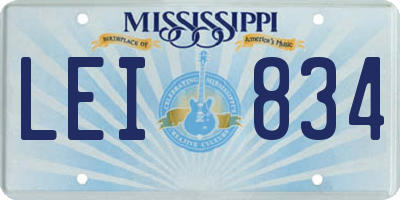MS license plate LEI834