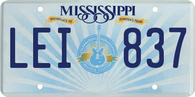 MS license plate LEI837