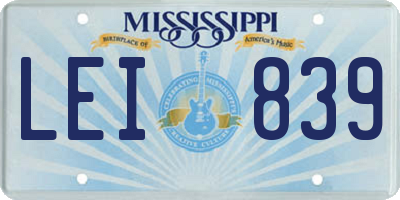 MS license plate LEI839