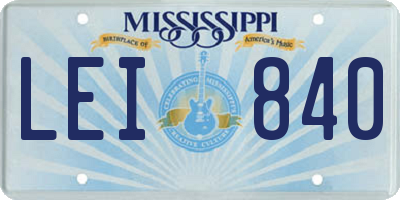 MS license plate LEI840