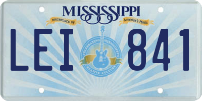 MS license plate LEI841