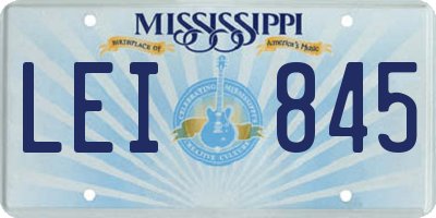 MS license plate LEI845