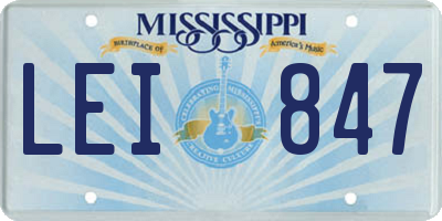 MS license plate LEI847